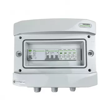 EMITER Hermētiskais AC sadales panelis IP65 ar pārsprieguma aizsardzību Noark Type 2, 10A 3-fāžu, RCD Type A 40A/300mA