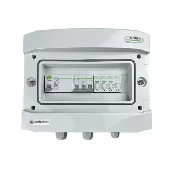 EMITER Pārslēgšanas iekārta Piestiprināta Maiņstrāvas Hermētiska IP65 EMITTER ar Pārsprieguma Aizsargu Maiņstrāvas Noark Tips 1+2, 40A 3-Fāžu, RCD Tips A 63A/300mA