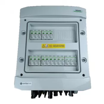 EMITER Slēgiekārta Pievienota Līdzstrāvas Hermētiska IP65 EMITTER ar Līdzstrāvas Pārsprieguma Aizsargu Noark 1000V Tips 1+2, 6x PV Virkne, 6x MPPT