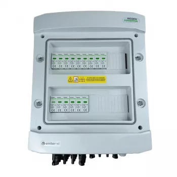 EMITER Switchgear Attached DC Hermetic IP65 EMITTER ar Noark 1000V Type 2 DC pārsprieguma aizsardzības ierīci, 5x PV virkne, 5x MPPT
