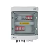 EMITER Switchgear Attached DCAC Hermetic IP65 EMITTER ar līdzstrāvas pārsprieguma aizsargu Dehn 1000V Type 2, 2 x PV virkne, 2 x MPPT // maiņstrāvas Dehn Type 2, 16A 3-F, RCD Type A 40A/300mA