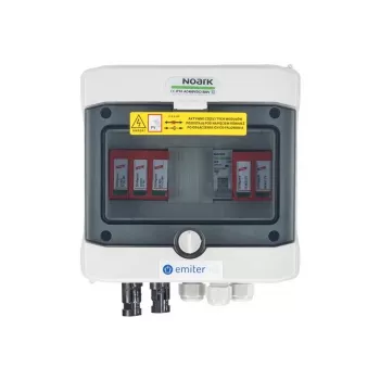 EMITER Sadales iekārta Piestiprināta DCAC Hermētiska IP65 EMITTER ar Dehn 1000V 2. tipa DC Pārsprieguma aizsardzību, 1 x PV virkne, 1 x MPPT // un AC Dehn 2. tips, 16A 1-F