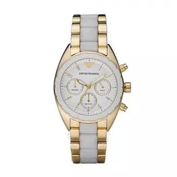 Emporio Armani AR5944 Sieviešu rozā zelta toņa nerūsējošā tērauda hronogrāfa pulkstenis 38mm