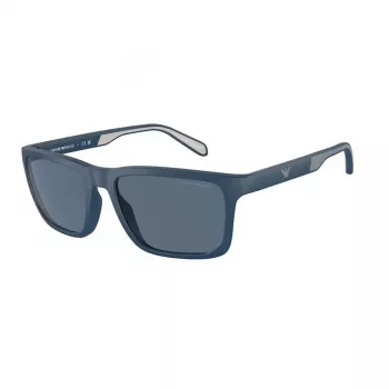 EMPORIO ARMANI EA4219-576380 Vīriešu taisnstūra saulesbrilles - Matēts melns rāmis, pelēkas lēcas, 57 mm