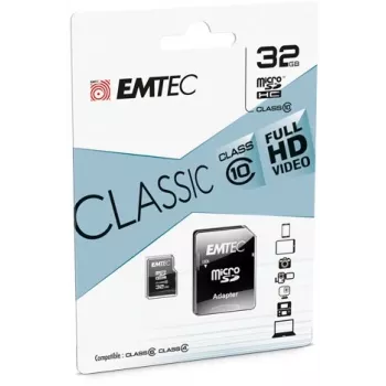 Emtec ECMSDM32GHC10CG 32GB MicroSDHC Class 10 UHS-I atmiņas karte ar SD adapteri