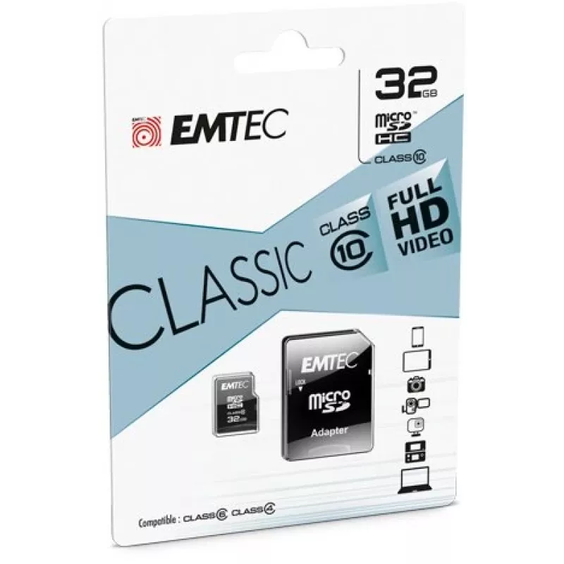 Emtec ECMSDM32GHC10CG 32GB MicroSDHC Class 10 UHS-I atmiņas karte ar SD adapteri