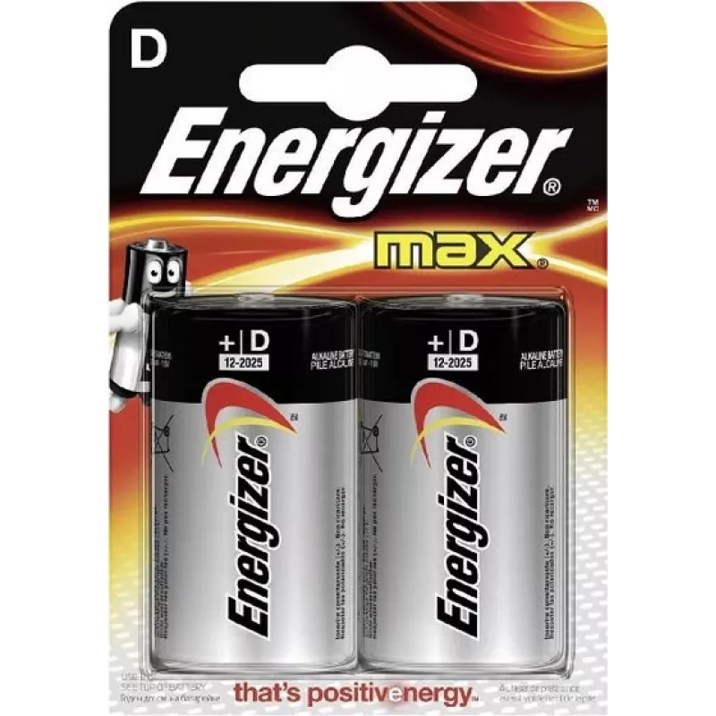 Energizer MAX sārma D baterijas, 2 gab. blisterī (LR20) E300129200