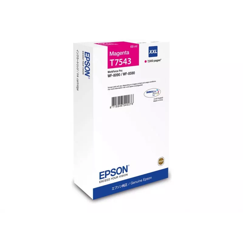 Epson T7543 XXL fuksīna tintes kasetne (69 ml) – oriģināla WorkForce Pro 8090/8590