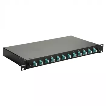 Equip 12-portu optiskās šķiedras savienojuma kaste, LC Duplex, OM3, 1U, aprīkota, melna