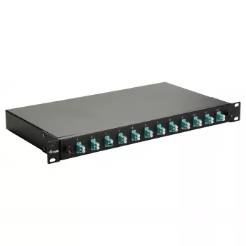 Equip 12-portu optiskās šķiedras savienojuma kaste, LC Duplex, OM3, 1U, aprīkota, melna