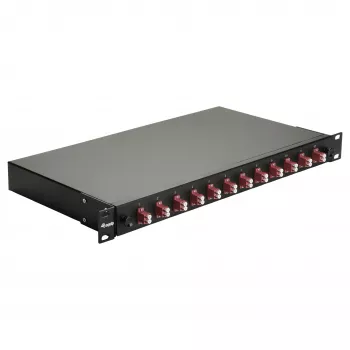 EQUIP 12-portu optiskās šķiedras savienošanas kaste, LC Duplex, OM4, 1U, aprīkota, melna