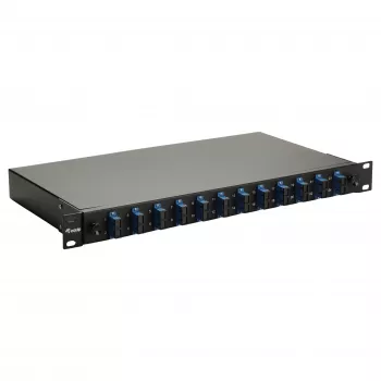 Equip 12 portu optiskās šķiedras savienojuma kaste, SC dupleksais, OS2, 1U, pilnībā aprīkota, melna (591909)
