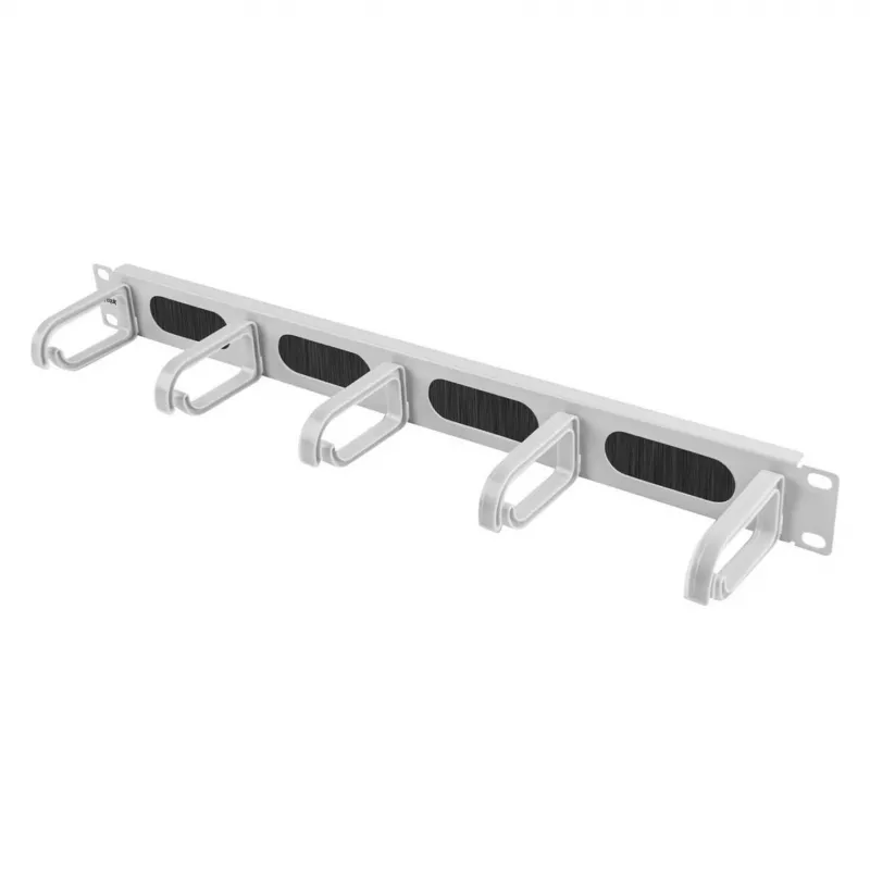 Equip 19 collu kabeļu pārvaldības panelis ar 5 plastmasas gredzeniem, tērauds, 1U, RAL7035