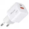 Equip 2 portu USB-C PD3.0/USB-A GaN sienas lādētājs 20W balts