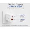 Equip 2 portu USB-C PD3.0/USB-A GaN sienas lādētājs 20W balts