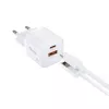 Equip 2 portu USB-C PD3.0/USB-A GaN sienas lādētājs 20W balts