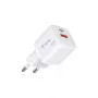 Equip 2 portu USB-C PD3.0/USB-A GaN sienas lādētājs 20W balts