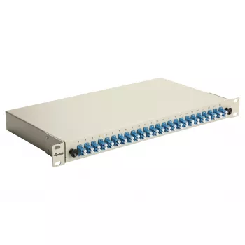 EQUIP 24-portu optiskās šķiedras savienojuma kaste, LC Duplex, OS2, 1U, aprīkota, pelēka