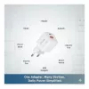 Equip 245526 2-portu USB-C PD3.0 / USB-A GaN 20 W sienas lādētājs, balts