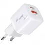 Equip 245526 2-portu USB-C PD3.0 / USB-A GaN 20 W sienas lādētājs, balts