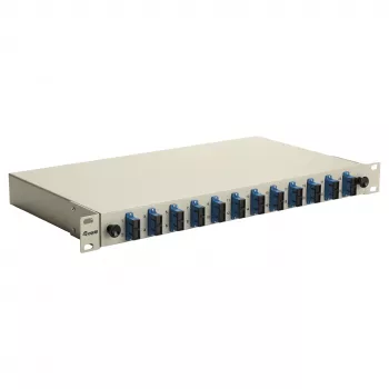 Equip 591911 12-portu SC dupleksā optiskās šķiedras sadales kaste, OS2, 1U, pilnībā aprīkota, pelēka