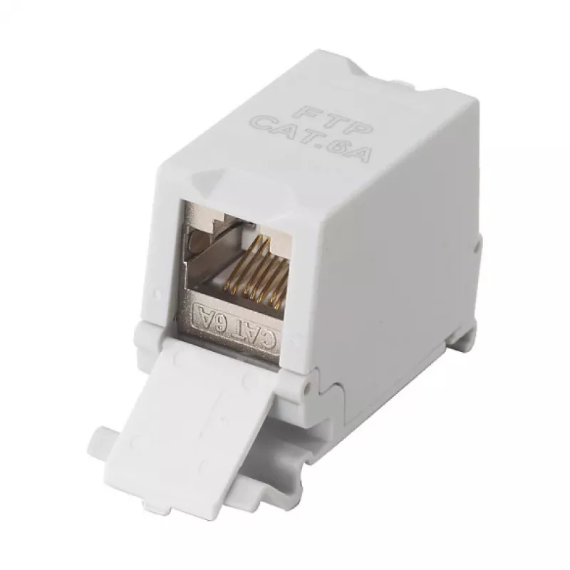 Equip Cat6A ekranēts keystone savienotājs 1xRJ45 DIN sliedei, pelēks