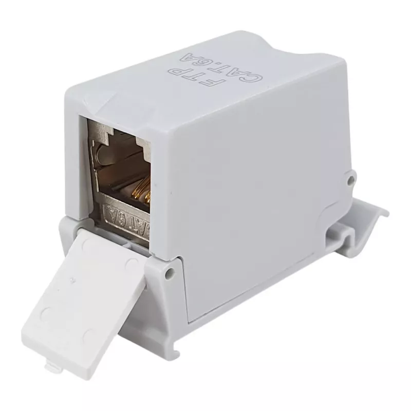 Equip Cat6A ekranēts keystone savienotājs 1xRJ45 DIN sliedei, pelēks