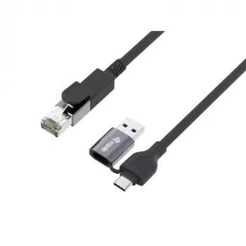 EQUIP GigaBit USB-C+A uz RJ45 adapteris, melns