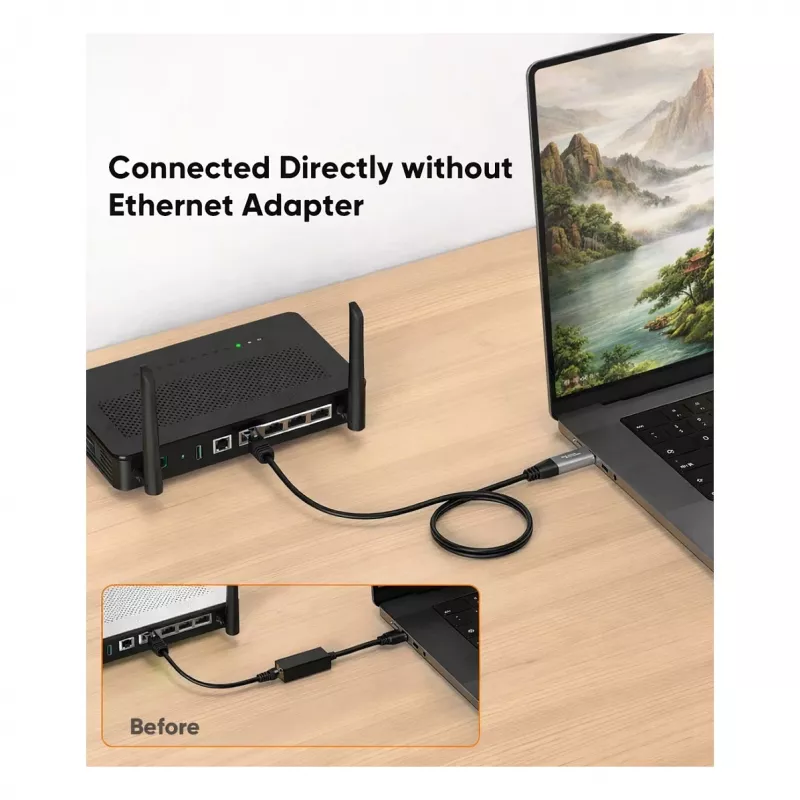 Equip Gigabit USB-C / USB-A to RJ45 Ethernet Adapter - Black