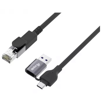 Equip Gigabit USB-C / USB-A to RJ45 Ethernet Adapter - Black