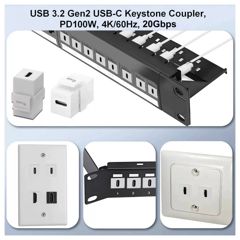 Equip Keystone savienotājs USB 3.2 Gen 2 USB-C uz USB-C sieviešu uz sieviešu, balts