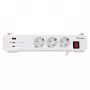 Equip Pagarinātājs CEE 7/7 90° uz 3x Schuko / 2x USB-C + USB-A, Balts, 1.5m