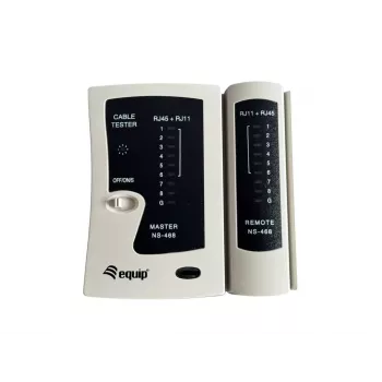 Equip Twisted Pair Cable Tester, RJ-11, RJ-12, RJ-45, īssavienojuma testēšana, pārraides testēšana, balts, TX/RX, CE, RoHS