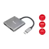 EQUIP USB-C 4-in-1 divu HDMI adapteris ar 100W PD, 4K MST, alumīnijs