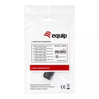 Equip USB-C Keystone Coupler, USB 3.2 Gen 2, USB-C Female to Female, Melns