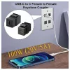 Equip USB-C Keystone Coupler, USB 3.2 Gen 2, USB-C Female to Female, Melns