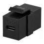 Equip USB-C Keystone Coupler, USB 3.2 Gen 2, USB-C Female to Female, Melns