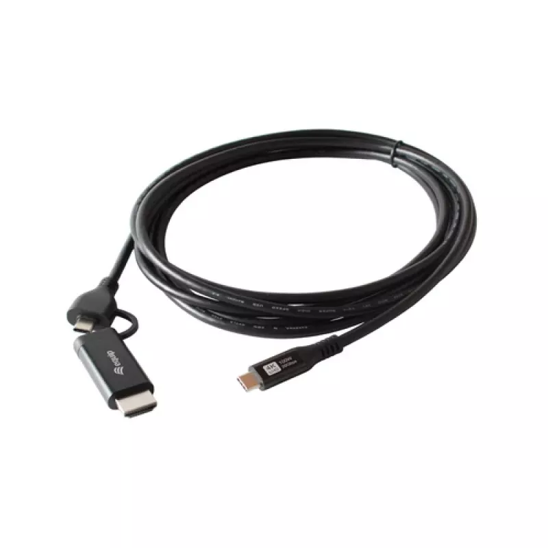 EQUIP USB-C uz USB-C + HDMI adapteris ar 100W Power Delivery, 4K 60Hz, 3m alumīnija
