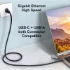 EQUIP USB-C + USB-A to RJ45 Gigabit Ethernet Adapter, 5 m, Melns