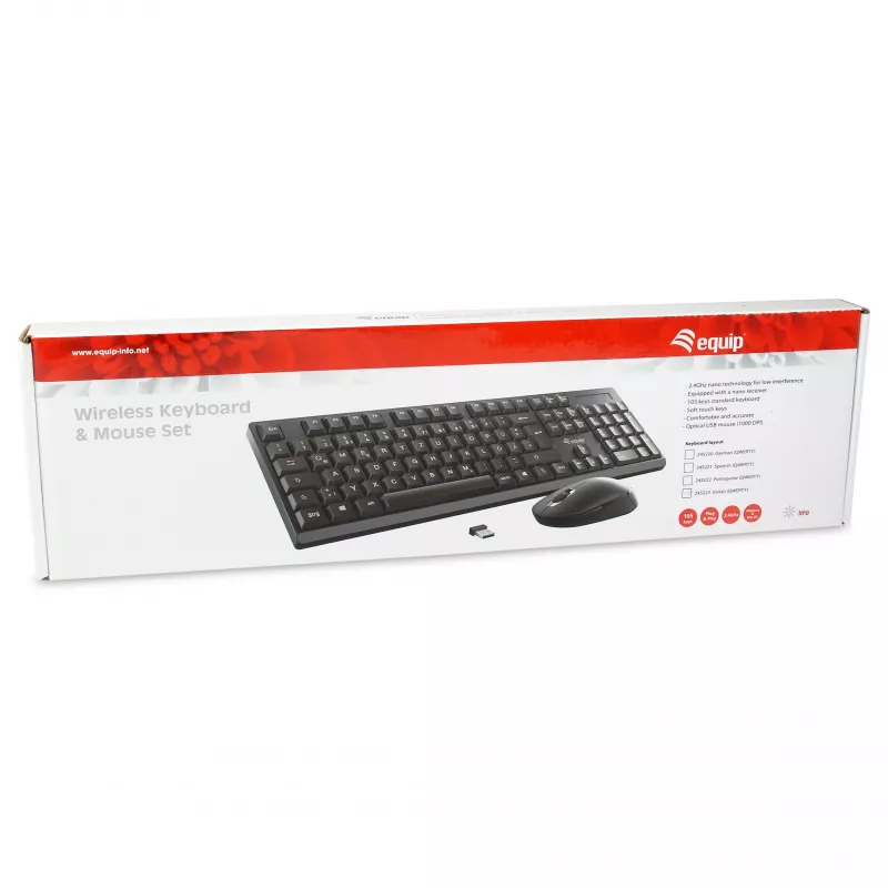 Equip bezvadu tastatūras un peles komplekts - vācu izkārtojums - melns