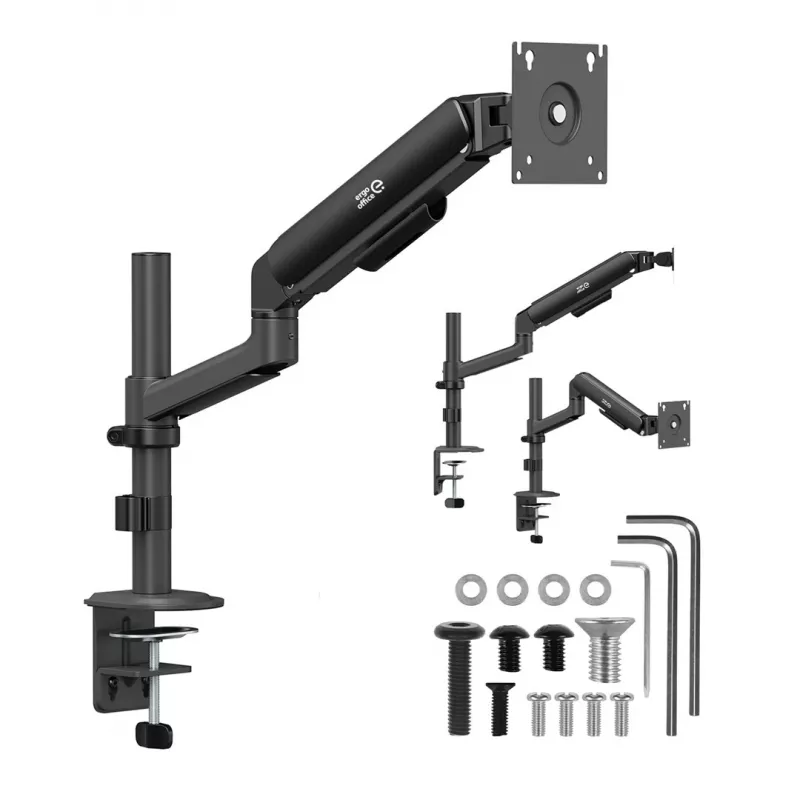 Ergo Office ER-691 B Gāzes atsperes monitora stiprinājums 17-32 inch ekrāniem, 1-10 kg, matēti melns, VESA 75/100