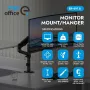 Ergo Office ER-691 B Gāzes atsperes monitora stiprinājums 17-32 inch ekrāniem, 1-10 kg, matēti melns, VESA 75/100