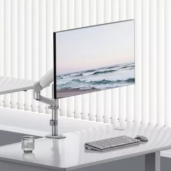 ERGO OFFICE ER-691 W Gāzes atsperes galda stiprinājums 17–32 inch monitoriem līdz 10 kg, matēti balts