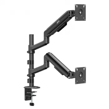ERGO OFFICE ER-692 B dubultā monitora galda stiprinājums, gāzes atsperes svira, piemērots 17-32 collu, 1-10 kg uz sviru, matēti melns