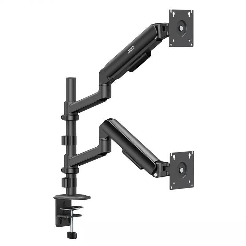 ERGO OFFICE ER-692 B dubultā monitora galda stiprinājums, gāzes atsperes svira, piemērots 17-32 collu, 1-10 kg uz sviru, matēti melns