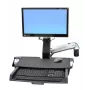 Ergotron 45-260-026 Track Mount Kit, augstumā regulējams monitora stiprinājums ar tastatūras paliktni, izvelkamu peles paliktni, plaukstas balstu un svītrkoda skenera turētāju, piemērots līdz 24 inch LCD, VESA 75/100mm, pulēts alumīnijs