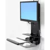 Ergotron Sit-Stand Vertical Lift, Patient Room - Montāžas komplekts (Plaukstas balsts, Peles turētājs, Vertikālās regulēšanas sliede, Svītrkoda skenera turētājs, Tastatūras paliktnis, Monitora roka, Izvelkamais peles paliktnis)