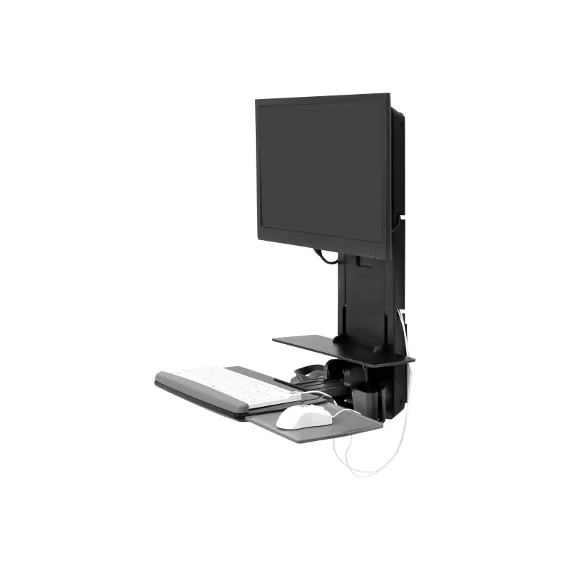 Ergotron Sit-Stand Vertical Lift, Patient Room - Montāžas komplekts (Plaukstas balsts, Peles turētājs, Vertikālās regulēšanas sliede, Svītrkoda skenera turētājs, Tastatūras paliktnis, Monitora roka, Izvelkamais peles paliktnis)
