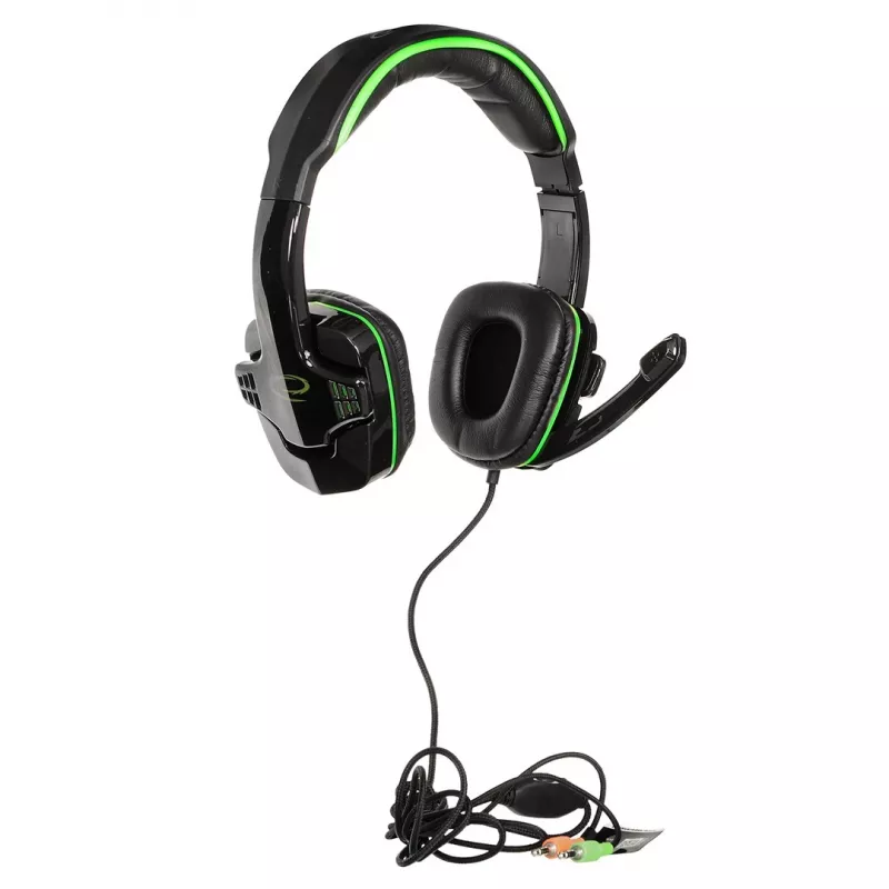 Esperanza EGH310G Gaming Headset with Boom Microphone, Wired, 3.5mm Jack, Melns & Zaļš