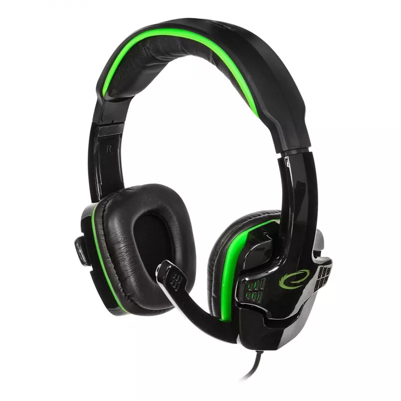 Esperanza EGH310G Gaming Headset with Boom Microphone, Wired, 3.5mm Jack, Melns & Zaļš